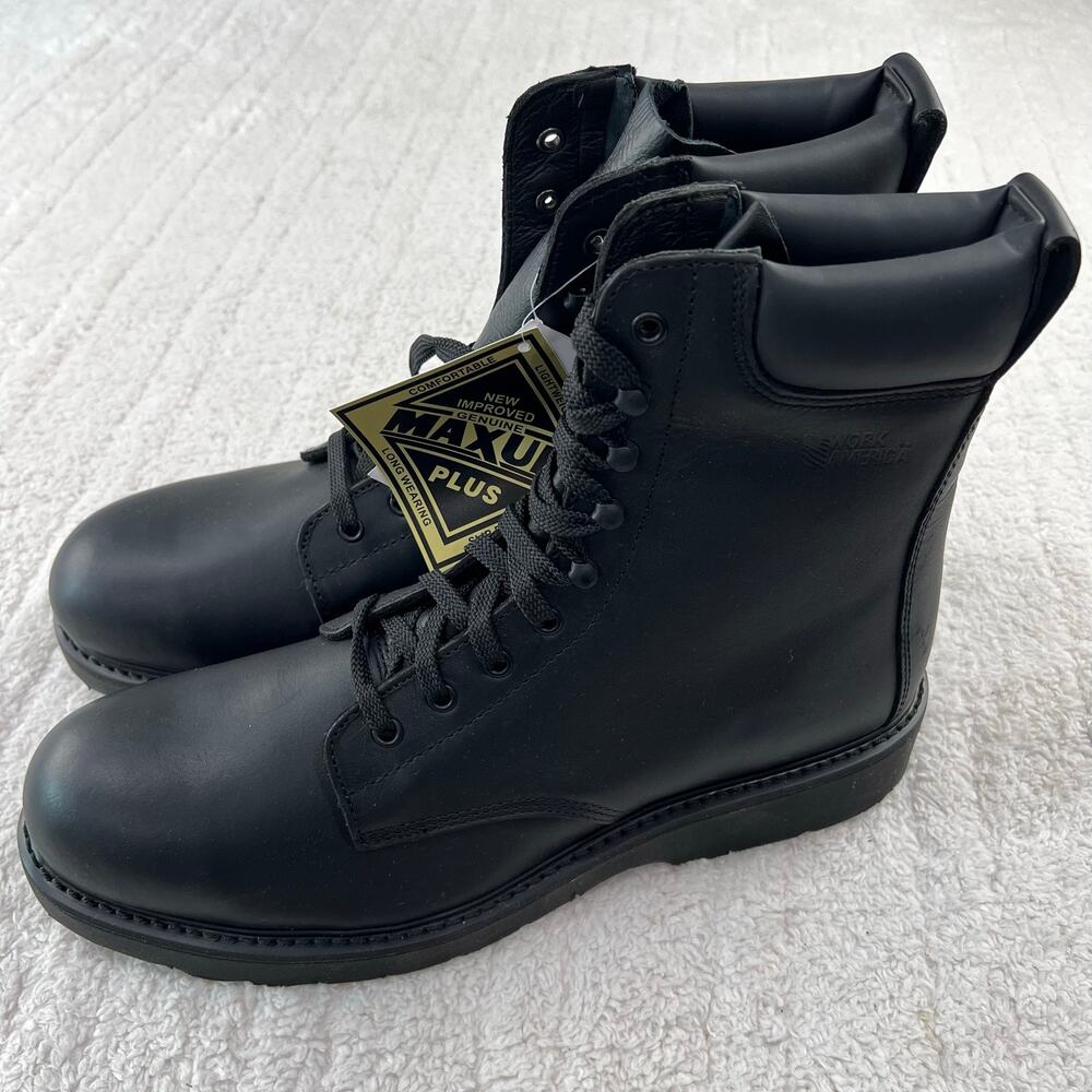 Work America Men's Brawny Leather Work Boots Black size 14